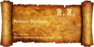 Mohos Mátyás névjegykártya